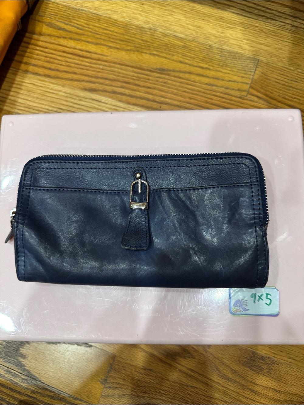 Secret Compartment Leather Zip Around Wallet